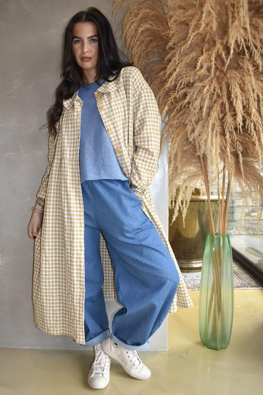 Annie Gingham Peter Pan Frock Coat Mustard